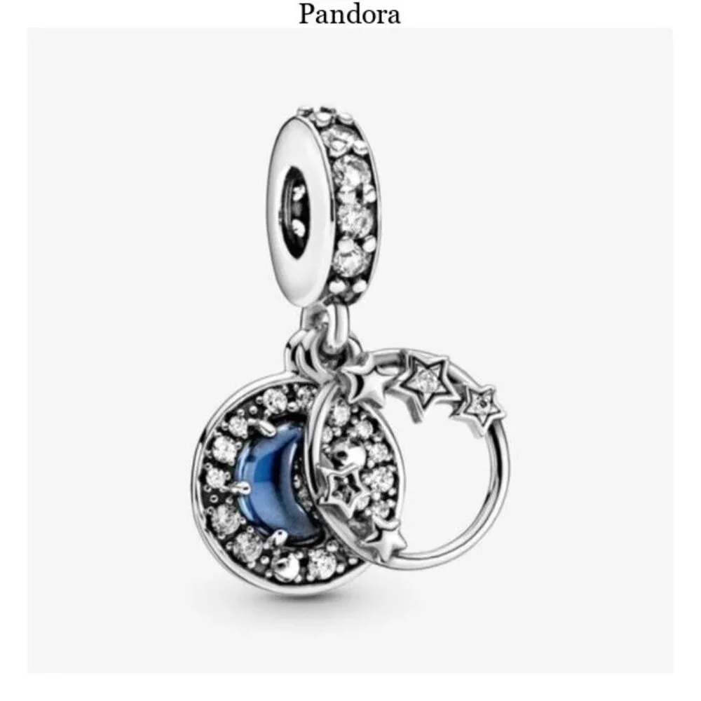 Pandora dark blue night sky star and moon charm